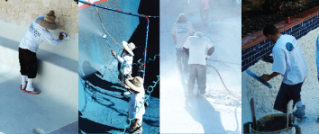 Photos of workers building an Infinity Pool in San Diego